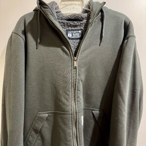 Men's Carhartt Sherpa-Lined Full-Zip Relaxed Fit Olive Hoodie
